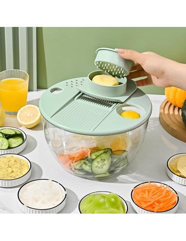 Airpro Secador de Ensaladas 5.3L Verde Blanco, 3 en 1