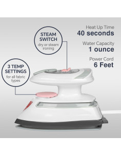 Plancha de Vapor Mini Beautural Rosa Doble Voltaje 400W 2