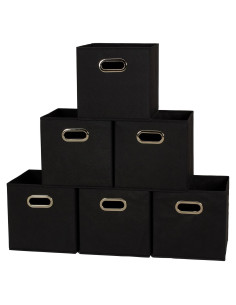 Cajas de Almacenamiento de Tela Esenciales para el Hogar - 6 Unidades Negras 28x28x28 cm
