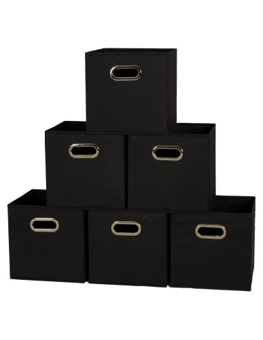 Cajas de Almacenamiento de Tela Esenciales para el Hogar - 6 Unidades Negras 28x28x28 cm