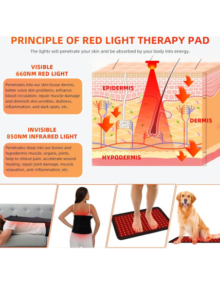 Almohadilla de Terapia de Luz Roja Feangli Grande 50x30cm