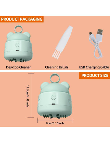 Aspiradora de Escritorio Zmol Mini Verde USB 360 Portátil