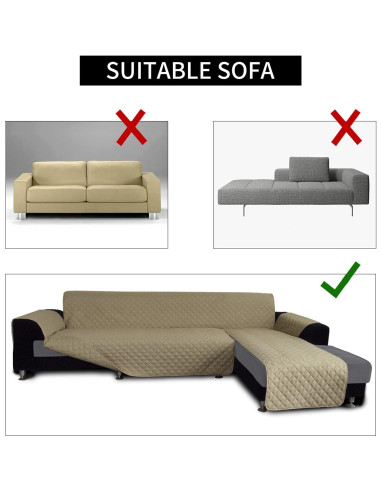 Funda de Sofá en L Easy-Going Grande Beige - Resistente al Agua