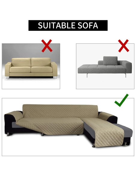 Funda de Sofá en L Easy-Going Grande Beige - Resistente al Agua