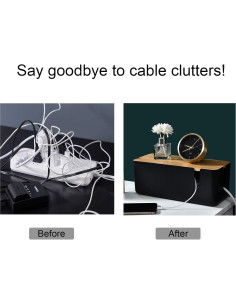 Caja de Gestión de Cables Changsuo con Tapa de Bambú Negra 2