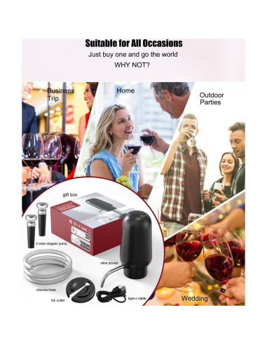 Aerador de Vino Eléctrico DERGUAM con Tapones y Cortador
