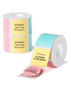 Cinta de Etiquetas Térmica NIIMBOT 34x34mm 3 Rollos Color