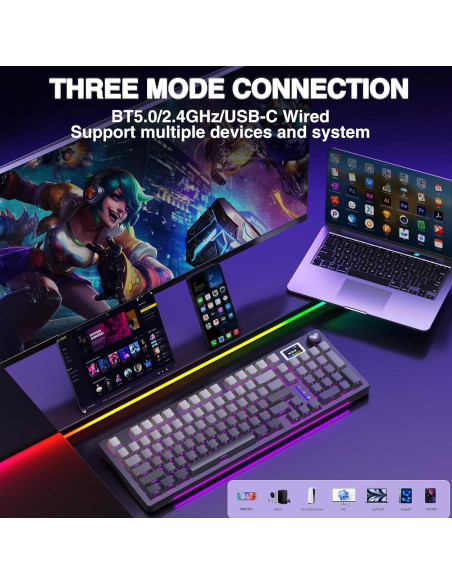 Teclado Mecánico Inalámbrico AULA S98 Pro RGB 4000mAh