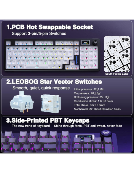 Teclado Mecánico Inalámbrico AULA S98 Pro RGB 4000mAh