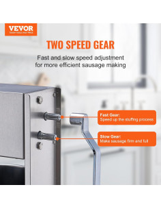 Embutidora Manual VEVOR 10L Acero Inoxidable Doble Velocidad 2