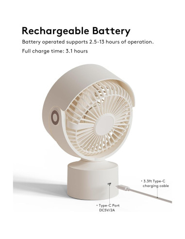 Ventilador de Escritorio CARONSORT Oscilante 9" Beige 3 Velocidades