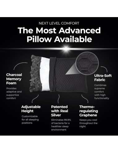 Almohada de Espuma de Memoria Silvery Ajustable Hipoalergénica