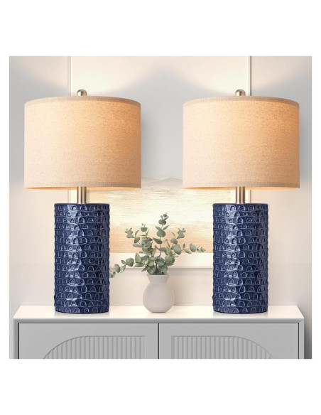 Juego de 2 Lámparas de Mesa PARTPHONER Azul Marino 58cm
