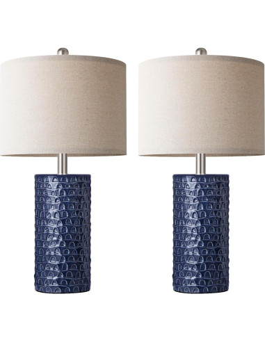 Juego de 2 Lámparas de Mesa PARTPHONER Azul Marino 58cm