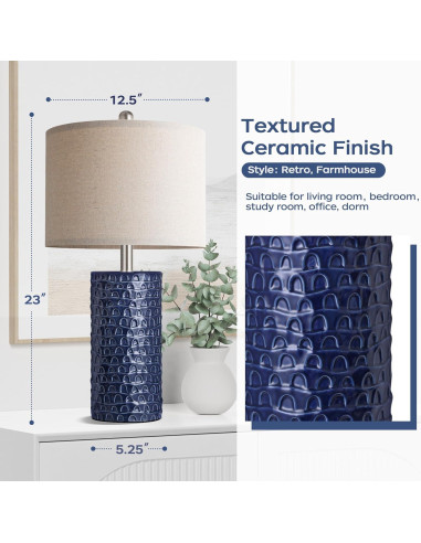 Juego de 2 Lámparas de Mesa PARTPHONER Azul Marino 58cm