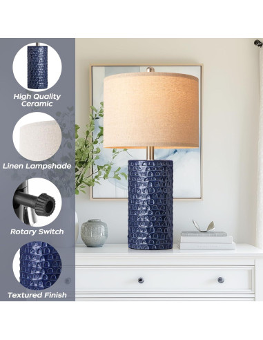 Juego de 2 Lámparas de Mesa PARTPHONER Azul Marino 58cm