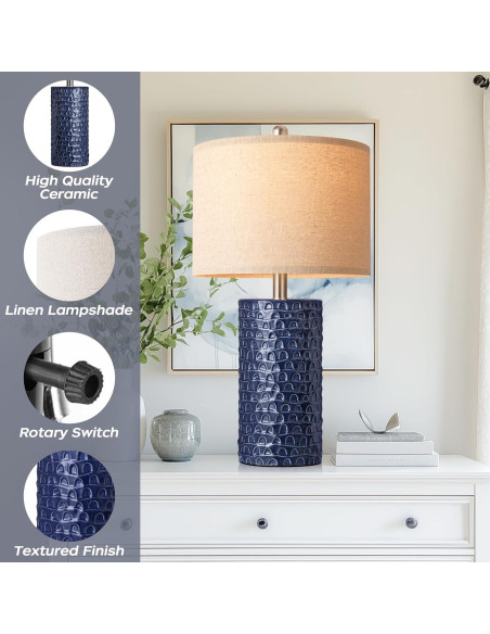 Juego de 2 Lámparas de Mesa PARTPHONER Azul Marino 58cm