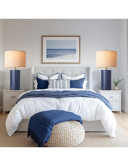 Juego de 2 Lámparas de Mesa PARTPHONER Azul Marino 58cm