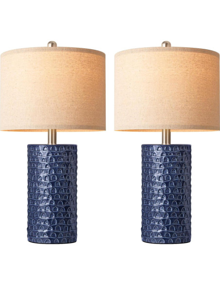 Juego de 2 Lámparas de Mesa PARTPHONER Azul Marino 58cm