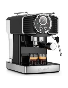 Máquina de Espresso Sumsaty 20 Bar con Espumador 1.8L Negra