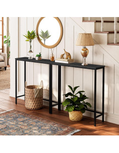 Mesa Consola Estrecha HOOBRO Negra 75x24x75 cm Multifuncional 2