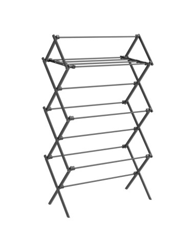 Estante Plegable para Secar Ropa SONGMICS 75 cm Acero Negro