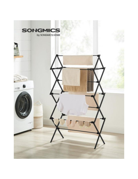 Estante Plegable para Secar Ropa SONGMICS 75 cm Acero Negro Estante Plegable para Secar Ropa SONGMICS 75 cm Acero Negro