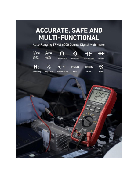 Multímetro Digital AstroAI DM6000AR TRMS 6000 Cuentas Negro
