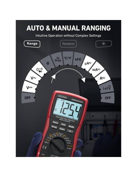 Multímetro Digital AstroAI DM6000AR TRMS 6000 Cuentas Negro