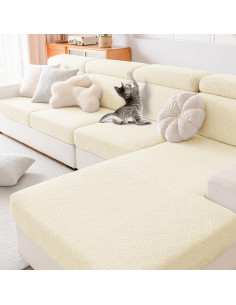 Funda de sofá impermeable hyha para 2 cojines beige 2