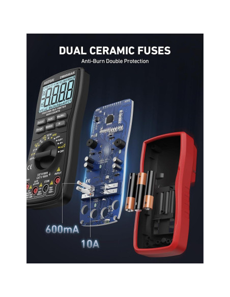 Multímetro Digital AstroAI DM6000AR TRMS 6000 Cuentas Negro