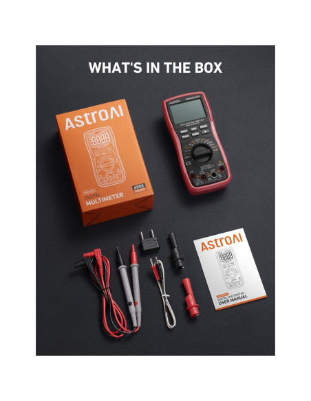 Multímetro Digital AstroAI DM6000AR TRMS 6000 Cuentas Negro