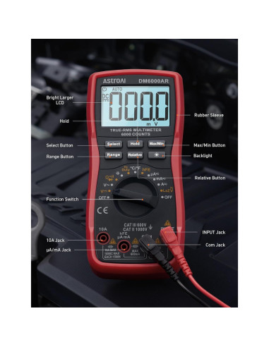 Multímetro Digital AstroAI DM6000AR TRMS 6000 Cuentas Negro