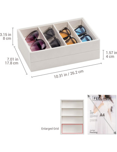 Organizador de Gafas Lolalet Beige 4 Compartimentos 2 Pcs