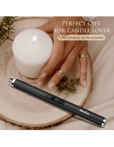 Encendedor Eléctrico Recargable USB MeeToo Negro para Velas 2