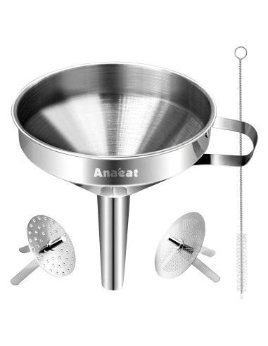 Embudo de Acero Inoxidable Anaeat 10.4 cm con Filtros Desmontables
