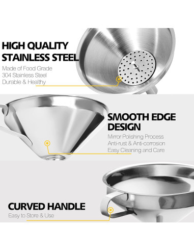 Embudo de Acero Inoxidable Anaeat 10.4 cm con Filtros Desmontables