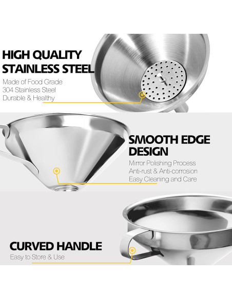 Embudo de Acero Inoxidable Anaeat 10.4 cm con Filtros Desmontables