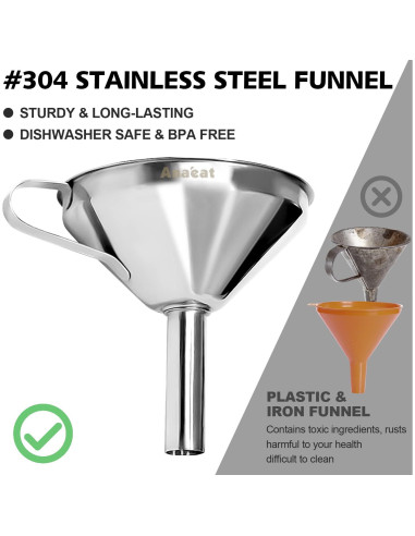 Embudo de Acero Inoxidable Anaeat 10.4 cm con Filtros Desmontables