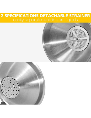 Embudo de Acero Inoxidable Anaeat 10.4 cm con Filtros Desmontables