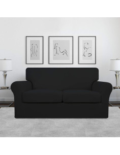 Funda de Sofá Stretch Easy-Going 3 Piezas para Loveseat Negro 2