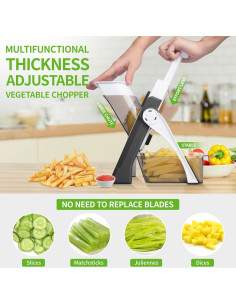 Cortador de Verduras Mandolina QieCai Gris con Contenedor 30 Cortes 2