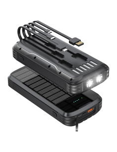 Cargador Solar Portátil 40000mAh Dongguan con 4 Cables y Linternas