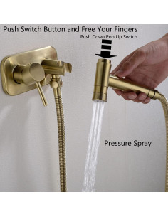 Rociador de Bidet TRUSTMI Oro Cepillado 119.38 cm Doble Función 2