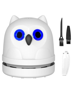 Aspiradora Mini Hallocool Búho Recargable 5h USB Blanca