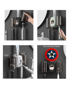 Soporte para Cepillos de Dientes MYLAMZAL con Dispensador Negro 2