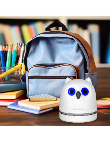 Aspiradora Mini Hallocool Búho Recargable 5h USB Blanca