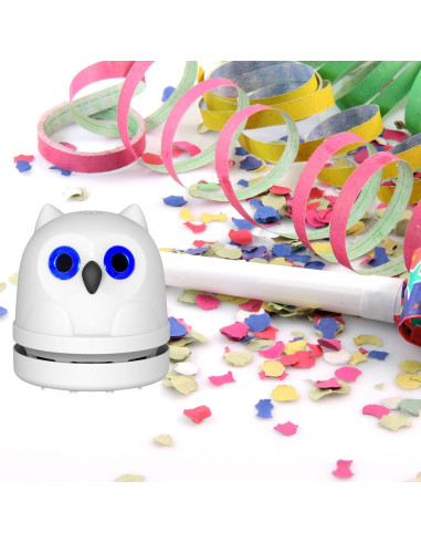 Aspiradora Mini Hallocool Búho Recargable 5h USB Blanca