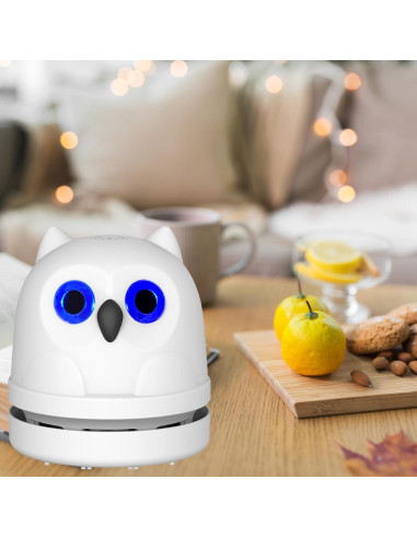 Aspiradora Mini Hallocool Búho Recargable 5h USB Blanca
