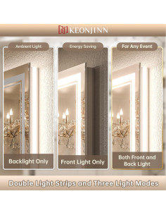 Espejo LED de Baño Keonjinn 60x101 cm con Luz Frontal y Trasera 2